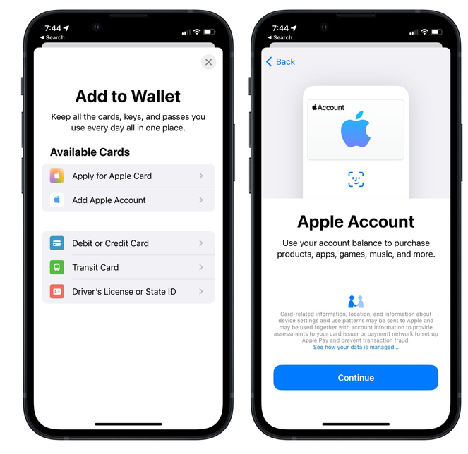 长葛苹果手机维修分享iOS 15.5钱包App如何添加 Apple 账户 