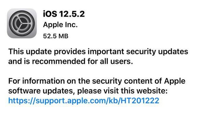 长葛苹果手机维修分享iOS12.5.2发布，建议所有老苹果用户安装 